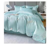 OWOHYG Luxury 120 ThreadCotton 4 Pcs Duvet Cover Butterfly Embroidery Quilt Cover Naked Sleeping Flat Sheet Pillowcase,Bed,One Color,Queen