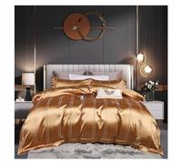 OWOHYG Luxury Satin Jacquard Cotton Bedding Set Gold Leaves Cotton Smooth Duvet Cover Set Flat/Fitted Sheet Pillowcases,Bedding,D,FLAT BED SHEET_QUEEN 4PCS