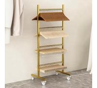 OWOHYG Metal Fabric Storage Rack With Wheels Easy Assembly Sample Display Stand 145Cm/57.1In Stylish Gold Finish For Effortless Access *Nization.Gold-115cm/45.3in