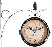 OWOHYG Outdoor Wall Clock Weatherproof, Double-Sided Garden Wall Clocks Outdoor Iron Garden Ornaments Outdoor, Easy to Read Large