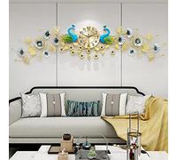 OWOHYG Peacock Wall Clock Decorative Elegant Luxury Metal Design Non-Ticking Fancy Art Digital Luxury Big Wall Clock for Living Room Decor