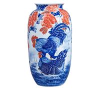 OWOHYG Sculpture Vase Vase Flower Vases Decorative Ceramic Vase Chinese Antique Rooster Hand-Painted Rough Pottery Vases 20.4 Inch Large Blue and White Porcelain Decorative Flower Vase V