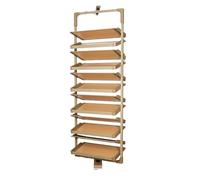 OWOHYG Shoe Rack Rotating Pull-Out Organizer, Adjustable Height Retractable Metal Stackable Shelf For Closet, Space-Saving Vertical Storage For Small Bedrooms.Brown-12 Tier/H194.5-205.5cm