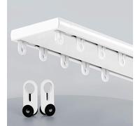 OWOHYG Silent Heavy Duty Double Curtain Track 18ft/549cm White Aluminum Alloy Ceiling Mount for Living Room Bedroom Easy to Install Durable Stylish White,22.5ft686cm