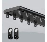 OWOHYG Silent Heavy Duty Double Curtain Track 18ft/549cm White Aluminum Alloy Ceiling Mount for Living Room Bedroom Easy to Install Durable Stylish Black,22.5ft686cm