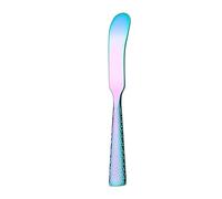 OWOHYG Silverware Flatware Cutlery Set, 1/4/6/8/10/12 Pcs 304 Stainless Steel Hammered Butter Knife Cheese Knife Baking Tools Dessert Jam Cake Cream Decorating Knife (Rainbow 6 Pieces)