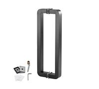 OWOHYG Square Handle for Glass Swing Door, Smooth Polished Surface Shower Door Handle, Grab Bar for Interior and Exterior Doors, Chrome Mirror-Polish,Black,62.5cm