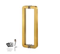 OWOHYG Square Handle for Glass Swing Door, Smooth Polished Surface Shower Door Handle, Grab Bar for Interior and Exterior Doors, Chrome Mirror-Polish,Gold,102.5cm, 100cm
