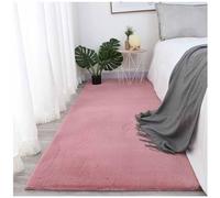 OWOHYG Tappeto da comodino in pelliccia sintetica di coniglio, morbido e spesso, non perde pelo, per soggiorno, camera da letto, piccolo arredamento per la casa,Pink,32in*63in