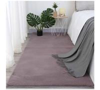 OWOHYG Tappeto da comodino in pelliccia sintetica di coniglio, morbido e spesso, non perde pelo, per soggiorno, camera da letto, piccolo arredamento per la casa,Gray Purple,22 * 79in