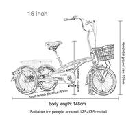 OWOHYG three wheeled bicycle, 3 Wheel Adult Tricycle With Shopping Basket In Blue And Red,Blue