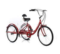 OWOHYG three wheeled bicycle, Adult Tricycle 7 Speed 24 Inch Wheels with Basket Stable Frame