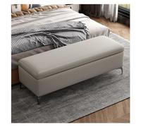 OWOHYG Upholstered Storage Bench Ottoman for Bedroom Entryway End of Bed Bench with Greenish Blue Velvet Finish,Light Grey,120 * 40 * 42cm