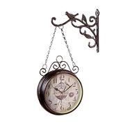 OWOHYG Wall Clock, Garden Clocks Outdoor Waterproof Double Sided, Vintage Antique-Look Wall-Mounted or Indoor and Garden, Bronze 18 CM Retro Style