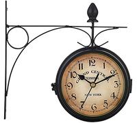 OWOHYG Wall Clock, Outdoor Garden Wall Clock, Indoor Retro Antique Exterior Wall-Mounted Double-Sided Clock, Arabic Numerals Display Silent Movement for Home Decoration