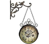 OWOHYG Wall Clock, Wall Clock Garden Clock Weatherproof Outdoor, 12 Inch Retro Double-Sided Station Clock, for Indoor Outdoor Garden Hanging and Antique Decoration Wall Clock Outdoor Gar