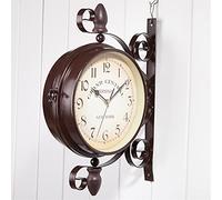 OWOHYG Wall Clocks Vintage Indoor & Outdoor Garden Train Station Clock Vintage Antique Look Wall Mounted - Double Sided Decorative Wall Clocks Decoration