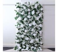 OWOHYG White Artificial Flower Wall Panels, Cloth Bottom Red Flower Wall Mat Simulation Floral 3D Silk Rose Flower Panels for Backdrop Wedding Wall Decoration-2x2m/6.5x6.5FT