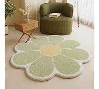 OWOHYG Yellow Flower Shaped Shaggy RugLarge Round Soft Petal Area Rug for Bedroom Kids Room Living RoomAbsorbent AntiSlip Bath Floor Mat,Green,80cm