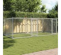 Owoxanthellate Galvanised Steel Dog Cage Large 4x2x1.5 m with Lockable Doors, Heavy-Duty Outdoor Kennel Run, Grey Metal Pet Pen, Foldable Play & Training Space for Big Dogs