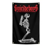 owpIa Horror Skull Tapestry Suicide Music Boys Flag 2x3ft for Room Teen Girls Indoor Outdoor Bedroom and College Dorm With 4 Brass Grommets