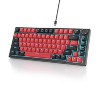 Owpkeenthy 75 Percent Gaming Keyboard Gasket Mounted with Volume Roller, Wired 82 Key knob Mechanical Keyboard Hot Swappable Linear Red Switch RGB Backlit for PC Laptop (Black on Red)