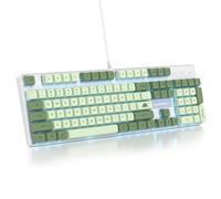 Owpkeenthy Full Size Green Mechanical Gaming Keyboard with Number Pad, Wired 100% Office NKRO Keyboard RGB Backlit 104 Keys with Red Switch for PC Gamer (104 Matcha)