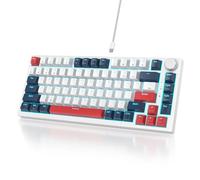 Owpkeenthy Wired 75% Mechanical Gaming Keyboard, 82 Key Gasket Mechanical Keyboard with Volume Knob Hot Swappable Linear Red Switch RGB Backlit for PC Laptop (White Earth)