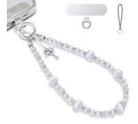 OWRRA Phone Charm, Natural Stone Wrist Strap,Beaded Lanyard for Women, Crystal Cell Phone Strap with Alloy Clasp,Chain for iPhone/Samsung,Anti-Drop Hand-Free Accessory