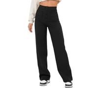 OWSEN Flexipants - Women's Casual High Waist Stretch Pants,Multiple Pockets Straight Leg Flexipants Stretchy Work Trousers Button Down Casual Pants (UK, Alpha, 3XL, Regular, Regular, Black)