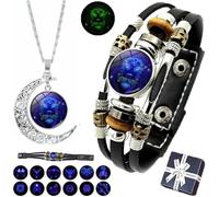 OWSEN Spiritio Zodiac Leather Bracelet,Zodiac Signs Spirit Bracelet,Multilayer Constellation Zodiac Leather Bracelet Handmade Woven Zodiac Sign Wrap Bracelet Wristband for Women Men (Leo)