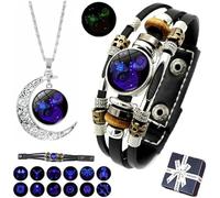 OWSEN Spiritio Zodiac Leather Bracelet,Zodiac Signs Spirit Bracelet,Multilayer Constellation Zodiac Leather Bracelet Handmade Woven Zodiac Sign Wrap Bracelet Wristband for Women Men (Aquarius)