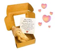 OWSEN Worry Bear Hug in a Box,Handmade Mini Plush Little Bear in A Box,1 Set Mini Worry Bears with Inspirational Card,Sympathy Gift for Christmas and Valentine's Day, Desk Accessories (Coffee)
