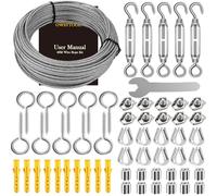 OWSYTOOL 40M 2mm Wire Rope Kit, Garden Wire for Climbing Plants, PVC Vinyl Coated 304 Stainless Steel Wire with M4 Turnbuckle