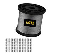 OWSYTOOL Garden Wire for Climbing Plants 60M 2mm, Vinyl Coated 304 Stainless Steel Wire, String Lights Hanging, Outdoor Camping, Clothes line, Curtain