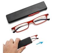 OWTXIS Ultra Thin Folding Reading Glasses | Compact TR90, Blue Light Blocking, Portable Slim Flat Case, For Men and Women