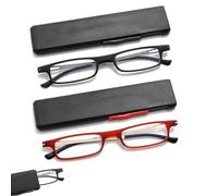 OWTXIS Ultra Thin Folding Reading Glasses | Compact TR90, Blue Light Blocking, Portable Slim Flat Case, For Men and Women