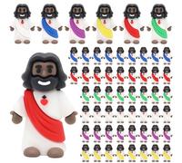 Owurha 50 Pcs Black Jesus Figures Mini Jesus Figurines in Bluk Tiny Small Black Jesus Figure Jesus for Hide and Seek, Religious Party Favors, Sunday School, Baptism Gift, Easter Egg Stuffers