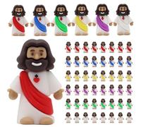 Owurha 50 Pcs Brown Jesus Figures Mini Jesus Figurines in Bluk Tiny Small Brown Jesus Figure Jesus for Hide and Seek, Religious Party Favors, Sunday School, Baptism Gift, Easter Egg Stuffers