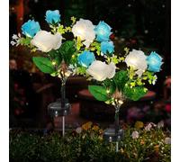 owwasd 2 Pack Rose Solar Flower Outdoor Lights, Waterproof IP65 Garden Light, Rose Petal Design for Patio, Yard, Fence, Garden Ornament，Mother Birthday Gifts.