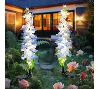 owwasd Solar Flower Lights Outdoor,2-Pack Violet Solar Garden Light with Glowing Stems Outdoor Garden Ornaments for Yard, Create a Romantic Night Ambience & Perfect Gifts for Mom.(Blue)