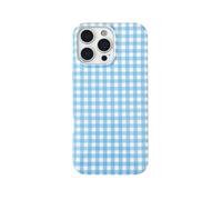 owwiktten Blue Mini Gingham Phone Case for iPhone 15 6.1 inch,Cute Aesthetic Trendy Striped Checkered Pattern Retro Chic Picnic Plaid Protective Cover for Girls Women