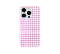 owwiktten Pink Mini Gingham Phone Case for iPhone 15 6.1 inch,Cute Aesthetic Trendy Striped Checkered Pattern Retro Chic Picnic Plaid Protective Cover for Girls Women
