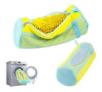OWYELO 2Pcs Shoe Washing Machine Bag, 360° Cleaning Trainer Washing Machine Bag with Anti-Slip Zipper, Reusable Laundry Bags with Side Pockets for Insoles, for Washer & Dryer, Yellow