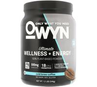 OWYN, Ultimate Wellness + Energy, 100% Plant-Based Powder, Cold Brew Coffee, 1.2 lb (546 g)