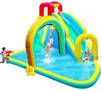 OWZJUHA Inflatable Water Slide Park with Air Blower, Kids Bouncer House with Rainbow Sprinkler, Bouncy Castle for Climbing Wall, Splash Pool
