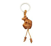 Ox Chinese Zodiac Lunar New Year Hand Carved Mahogany Wood Keyring Keychain