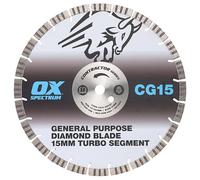 OX Contractor Series Diamond Cutting Blade, 15mm Turbo Segment, General Purpose Cutting Disc Steel Blade - Diameter 350mm Bore 20mm (CG15-350/20)