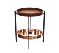 OX Denmarq - Deck Side Table, Black Frame, Teak/Cognac, Copper - Copper