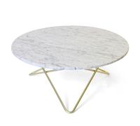 OX Denmarq - Large O Coffee Table Ø100 cm, Brass frame/White marble - White